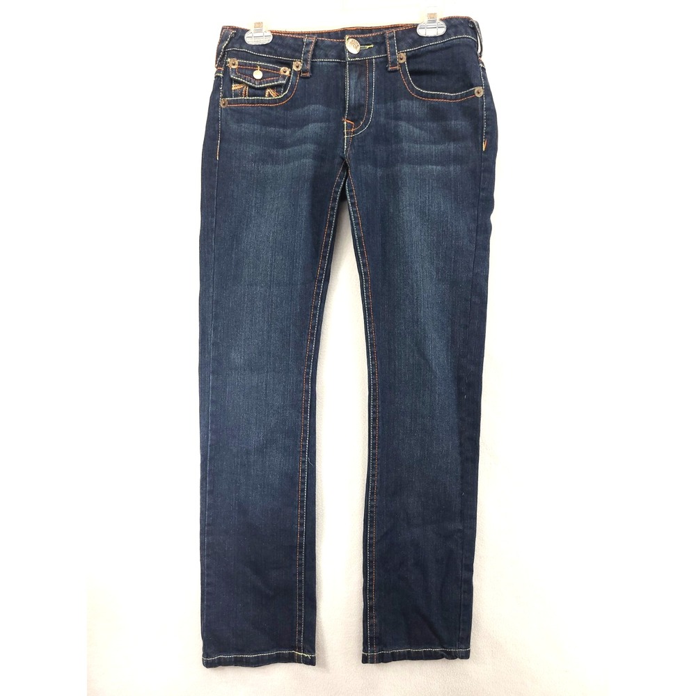 Vtg True Religion Womans Jeans Sz 28  Straight Leg Blue Denim Med Wash Y2K